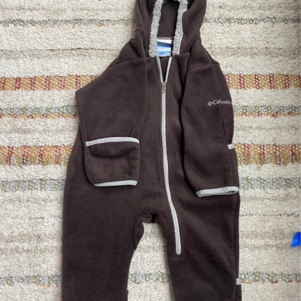 Columbia Dark Brown Hooded Baby Onesie